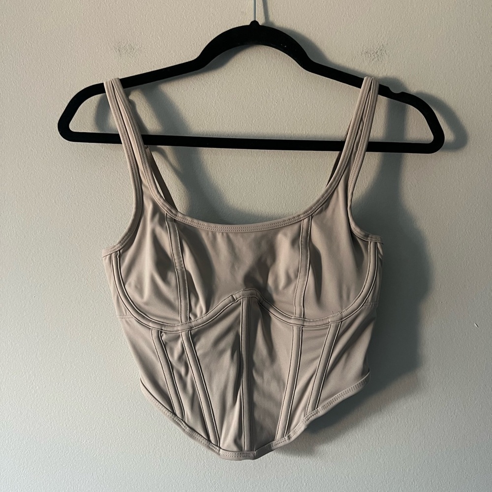 Gilly Hicks Taupe Corset Crop Tank Top Size S